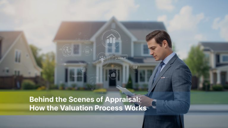 Real estate appraiser performing a property inspection with a clipboard