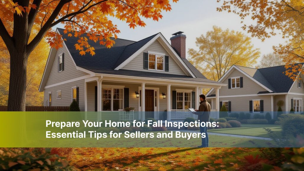 A cozy home exterior with fall foliage, symbolizing seasonal home inspection readiness.