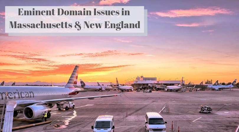 Aerial view of Massachusetts redevelopment area affected by eminent domain laws.