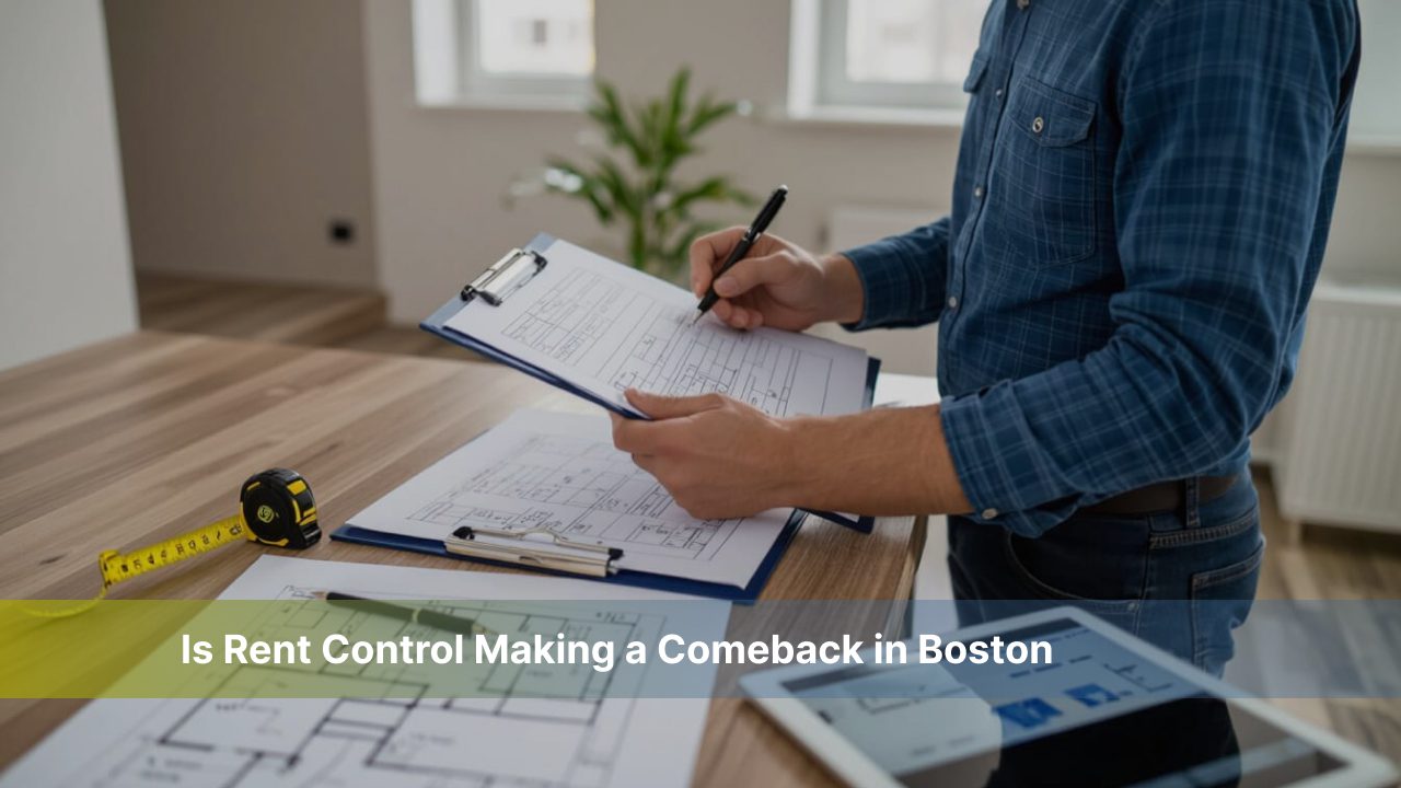 Boston skyline with modern apartments, reflecting the housing crisis.